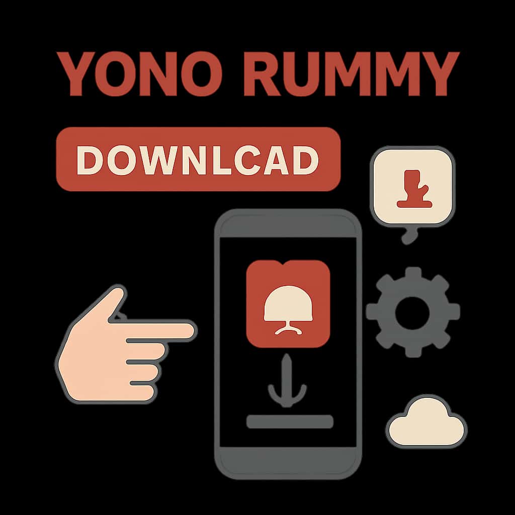 Illustration clarifying the download process for Yono Rummy.