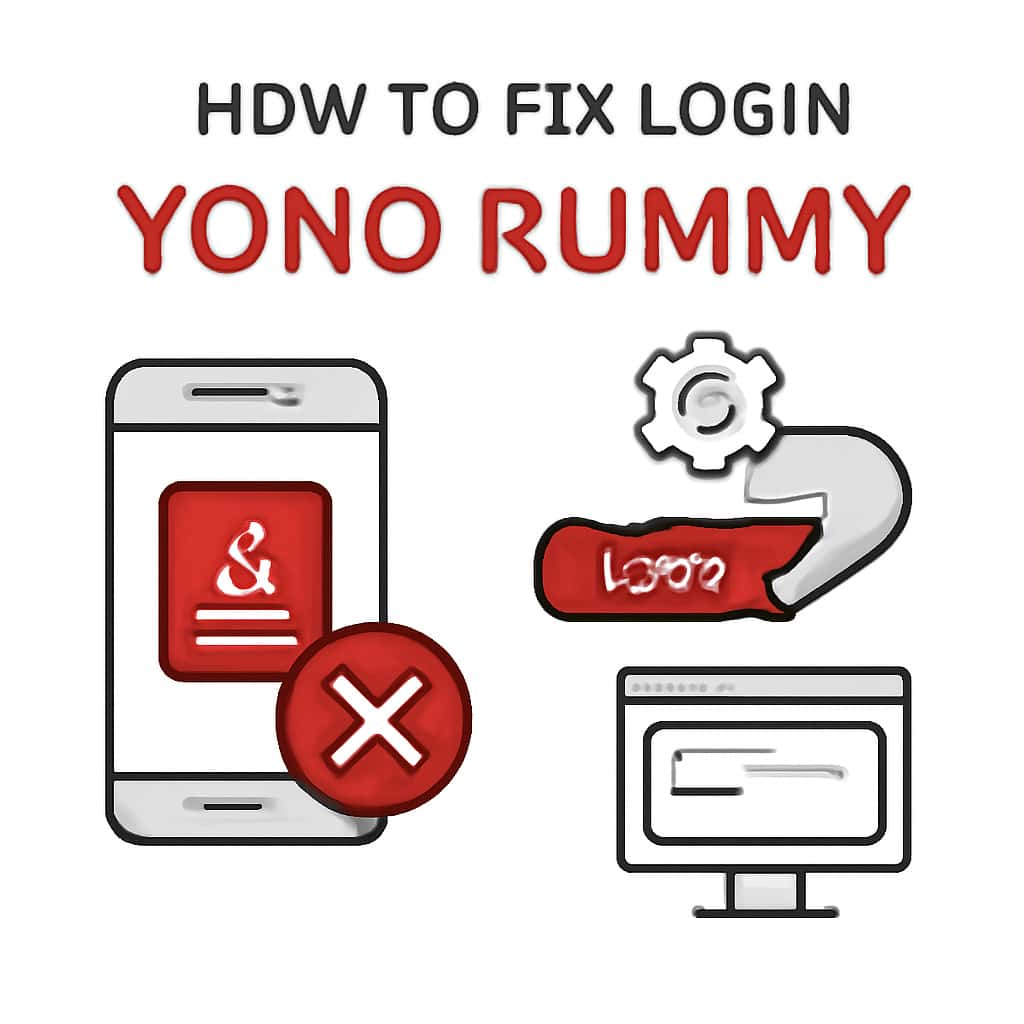 Illustration of troubleshooting steps for Yono Rummy login.
