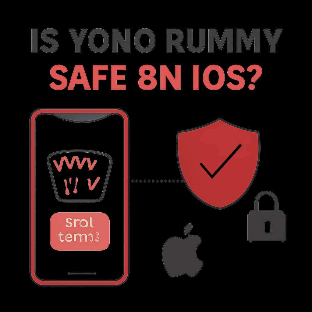 An educational diagram illustrating the safety measures for Yono Rummy on iOS.