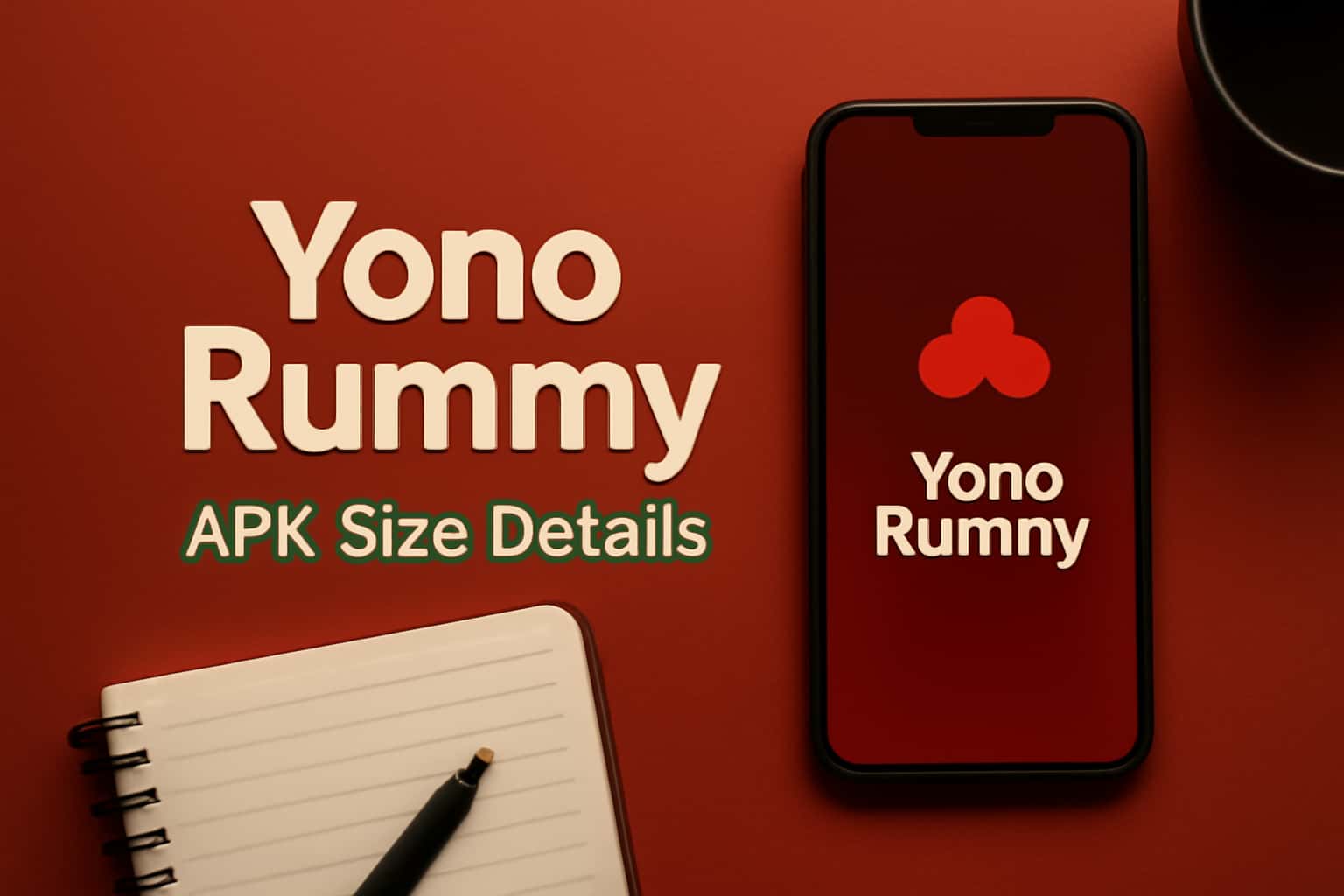 An informative visual about Yono Rummy APK Size with the app name displayed.