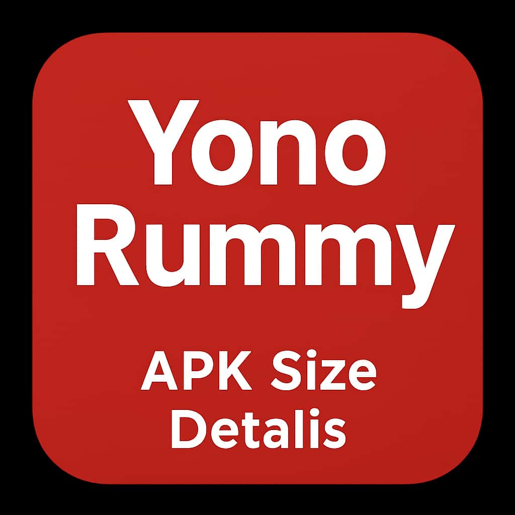 A badge design illustrating Yono Rummy APK Size Details.