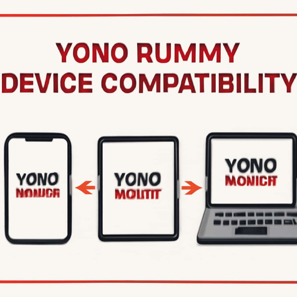 Diagram illustrating device compatibility for Yono Rummy.